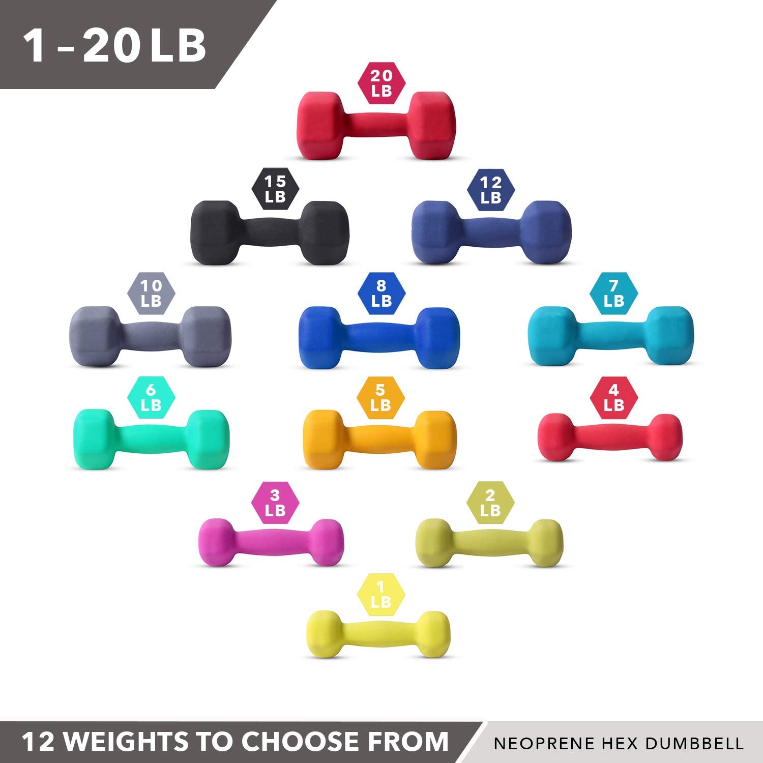 Paire d’haltères en néoprène de Day 1 Fitness - 12 options de poids